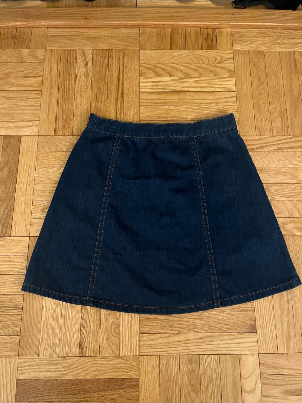 BDG Dark Navy Button-Front A-Line Denim Skirt - Picture 3 of 3